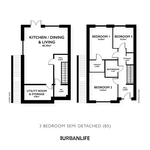 Floor plan — 3 Bed Split Level Semi-Detached, Hearthfield, Mount Avenue, Dundalk, Co. Louth