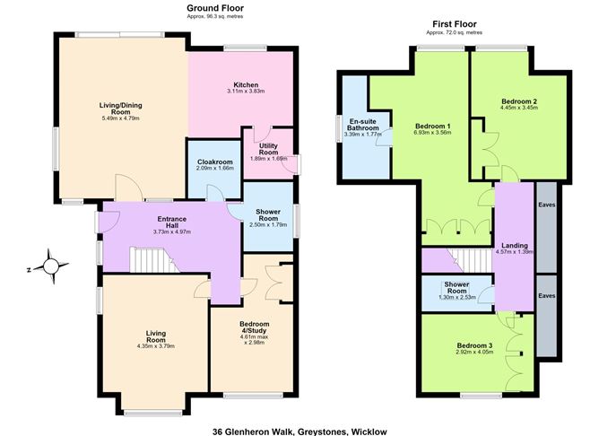 Floor plan — 36 Glenheron Walk, Charlesland, Greystones, Co. Wicklow
