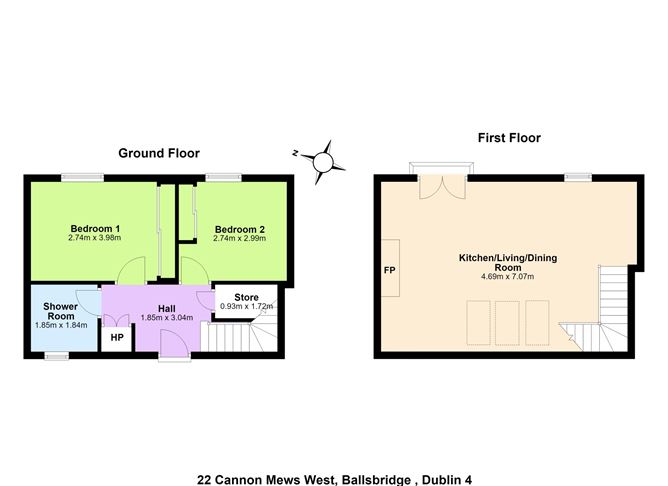 Floor plan — 22 Cannon Mews West, Beggar's Bush, Ballsbridge, Dublin 4