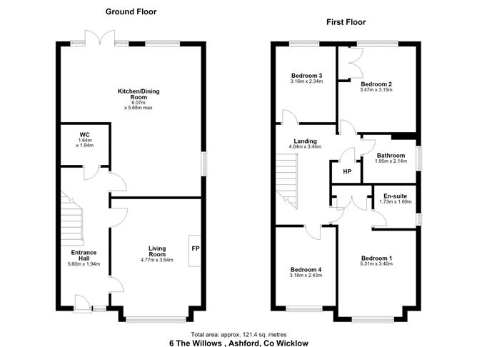 Floor plan — 6 The Willows, Ballinahinch Wood, Ashford, Co. Wicklow