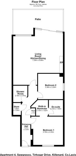 Floor plan — Apartment 4 Sawgrass, Tirhogar Drive, Killenard, Co. Laois