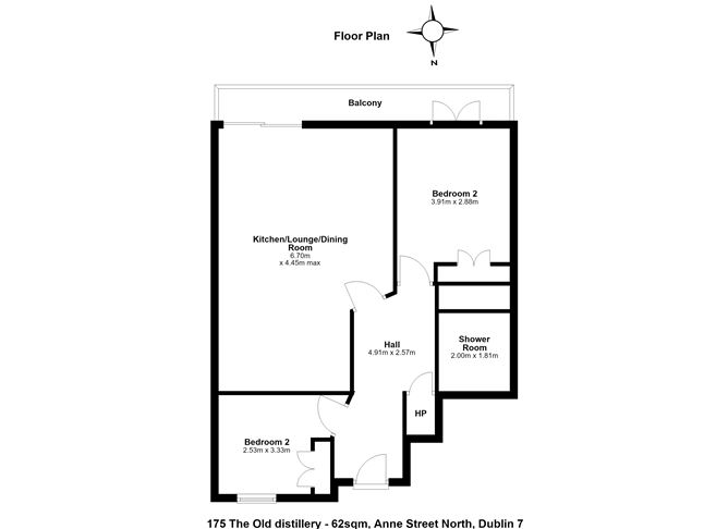 Floor plan — 175 The Old Distillery, Anne Street North, Smithfield, Dublin 7