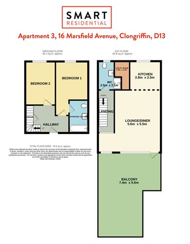 Floor plan — Apartment 3, 16 Marrsfield Avenue, Clongriffin, Dublin 13, Co. Dublin