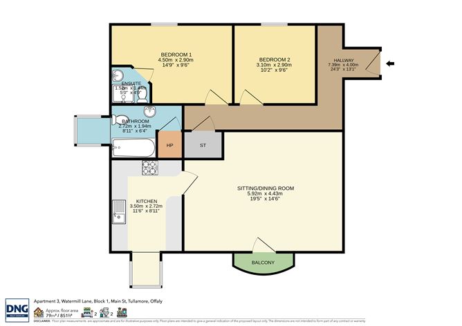 Apt 3, Watermill Lane, Block 1 Main Street, Tullamore, Co. Offaly