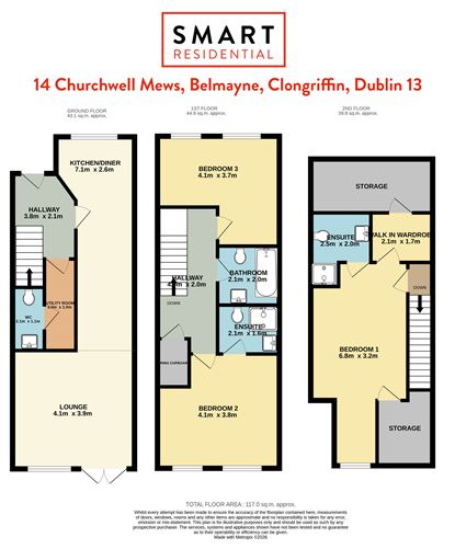 Floor plan — 14 Churchwell Mews, , Belmayne, Dublin 13