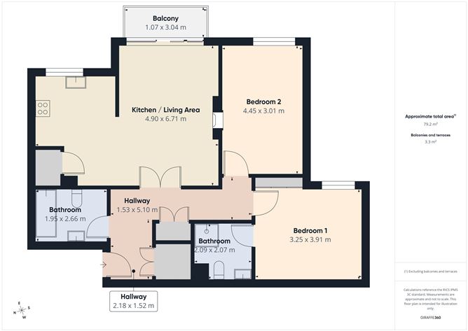 Floor plan — Apartment 7, Maypark Mews, Ballinakill, Dunmore Road, Waterford