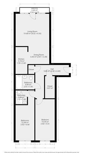 Floor plan — Apt 273 Block E Castleforbes Square, IFSC, Dublin 1
