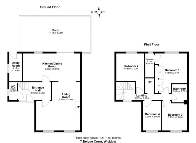 Floor plan — 7 Belview Court, Wicklow, Co. Wicklow