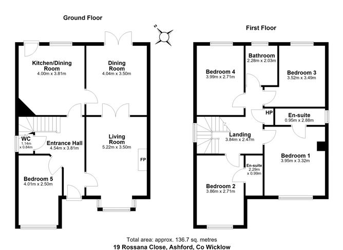 Floor plan — 19 Rossana Close, Ballinalea, Ashford, Co. Wicklow