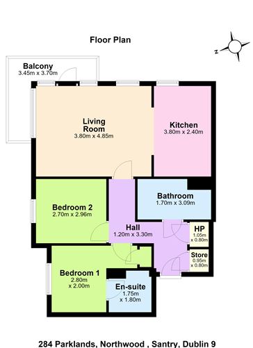 Floor plan — Apartment 284, PARKLANDS, Northwood, Santry, Dublin 9