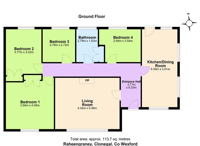 Floor plan — Raheengraney, Clonegal, Co. Wicklow