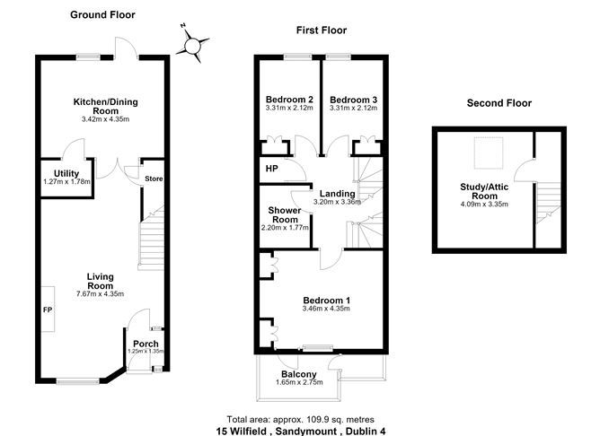 Floor plan — 15 Wilfield, Sandymount, Dublin 4
