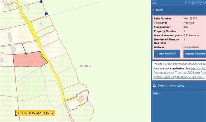 Land c. 1 Acre / 0.41 HA., Kilbeg, Lacken, Wicklow