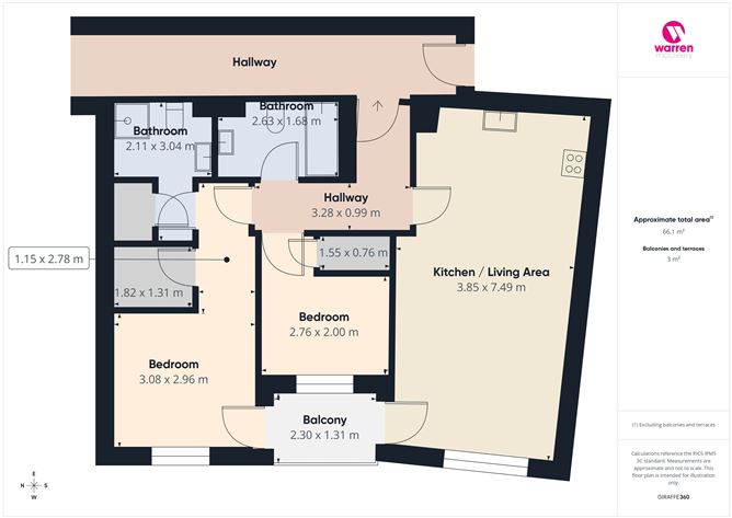 Floor plan — Apartment 7, John's Gate, Castlecomer Road, Kilkenny, Kilkenny
