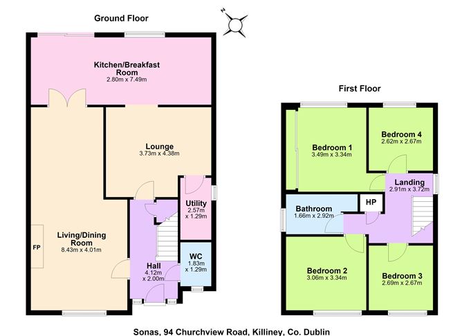 Floor plan — Sonas, 94 Churchview Road, Killiney, Co. Dublin