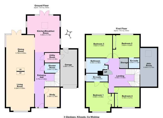 Floor plan — 3 Glenkeen, Lott Lane, Kilcoole, Greystones, Co. Wicklow