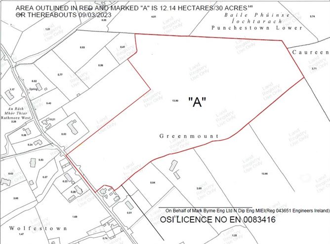 Land c. 30 Acres / 12.14 HA., Greenmount, Rathmore, Naas, Kildare