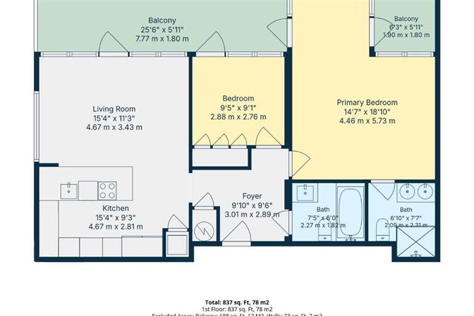 Floor plan — Apartment 307 The Cubes 1 Stillorgan, Stillorgan, Dublin