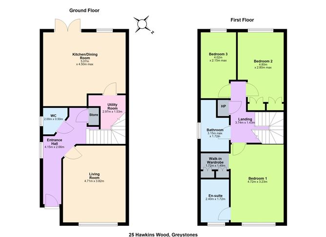 Floor plan — 25 Hawkins Wood Drive, Hawkins Wood, Greystones, Co. Wicklow