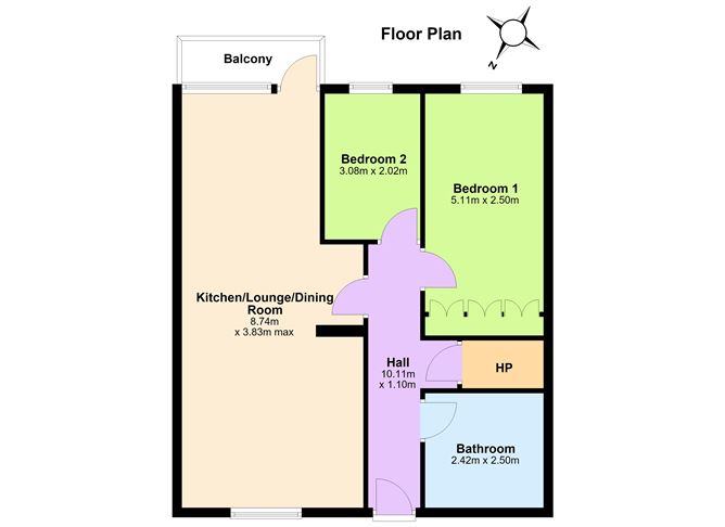 Floor plan — Apartment 15, Block A, The Courtyard, Hill Street, Dublin 1, Dublin